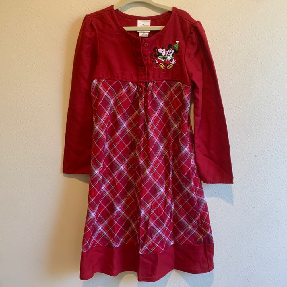 Disney holiday nightgown plaid Mickey size 5/6